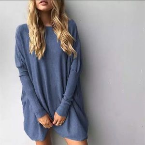 ‼️ Blue Long Sleeve Batwing Soft Cotton Tee‼️